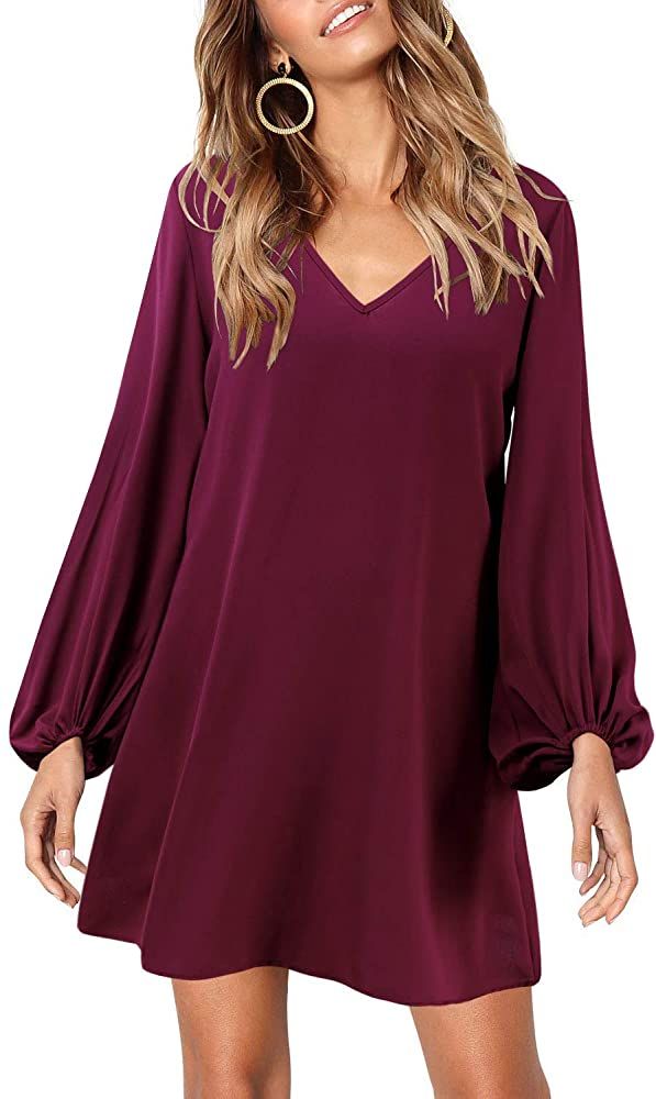 SOLERSUN Womens Casual T-Shirt Dresses Long Sleeve Tunic Loose Swing Dress with Pockets