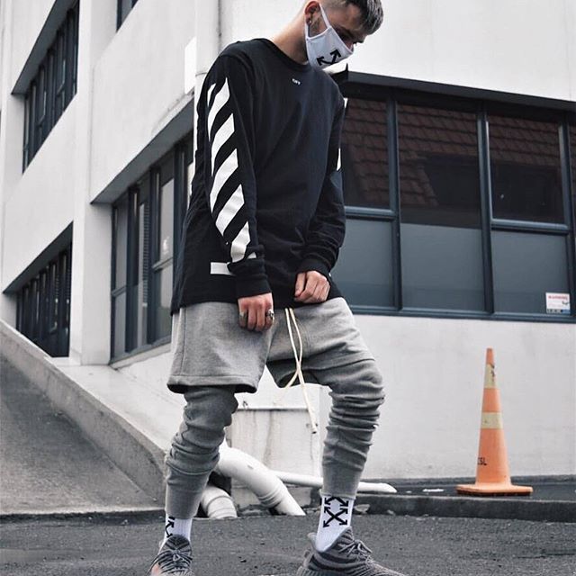 Rate the from 0-100 ! @jvetaylvr #OutfitSociety. Off White Longsleeve, Socks and Mask FOG Sweat… | White jeans men, Mens fashion streetwear, Jeans outfit men