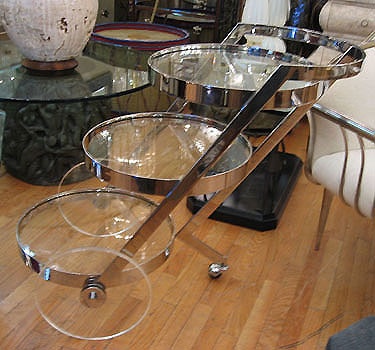 Vintage Italian Serving Trolley The Modern Three Tier Chrome Bar Vintage Italian Serving Trolley The Modern Three Tier Chrome Bar Cart From 60 S Features Gl Tops With Lucite Clear Plastic