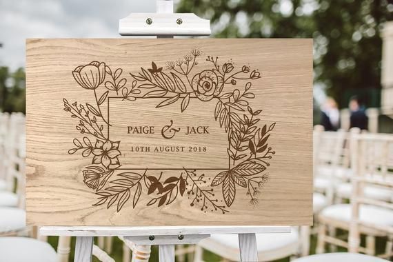 Size 11x8 in Custom Engraved Guest Book Wooden Monogrammed Guest Book Rustic Guestbook Wedding Sign Book Personalized Monogram Guestbook