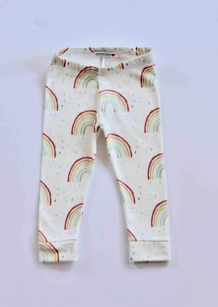 organic rainbow leggings . rainbow pants . baby leggings in rainbow fabric . org...