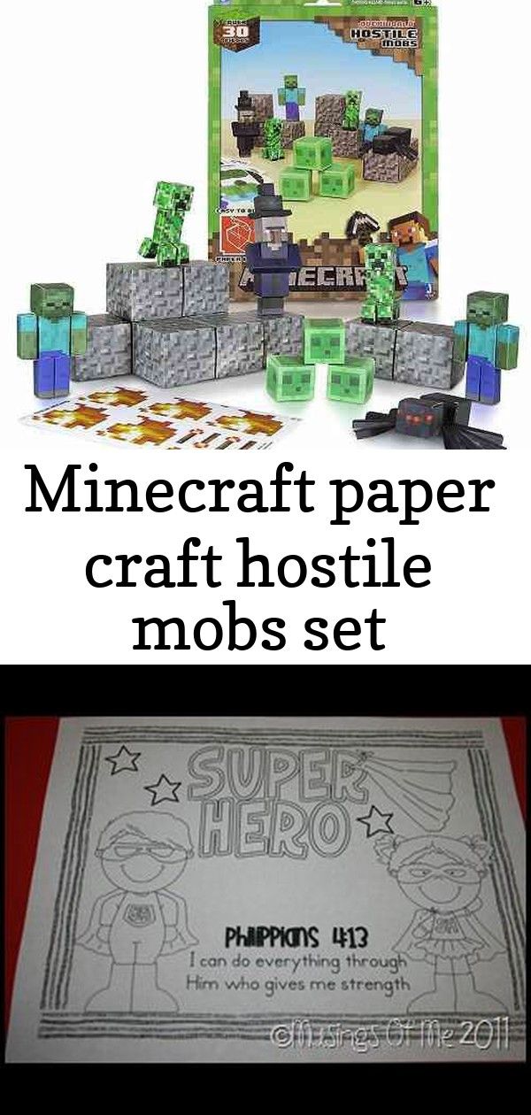 Download Minecraft Papercraft Hostile Mobs Set Jesus Superhero Coloring sheet Wonder Women superhero Wall ...