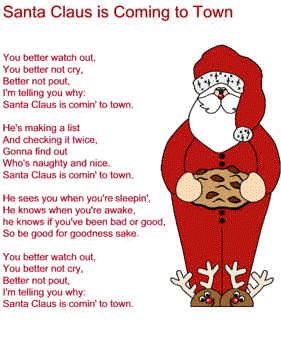 santa claus is coming to town lyrics christmas gifts childrens christmas carols songs