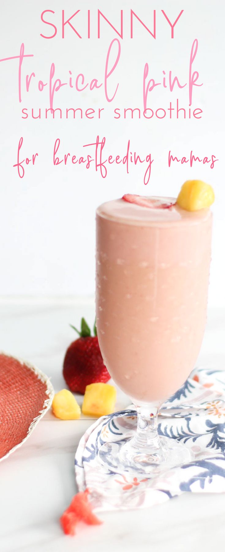 Skinny Tropical Pink Summer Protein Shake for Breastfeeding Mamas