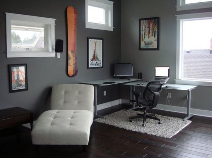 Astonishing Modern Style White Lounge Office Decorating Ideas For Men With Minimalist Furniture Design And Used Dark Wooden Flooring