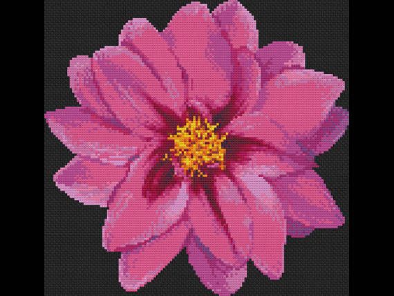 Chart Counted Cross Stitch Patterns Needlework Xstitch Craft DIY Pink Dahlias