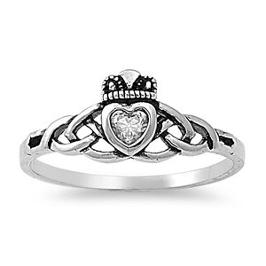 CZ Claddagh Ring Celtic Silver Ring Irish Wedding Ring CZ Heart Ring Claddagh Friendship Ring Claddagh Wedding Ring Irish Ring