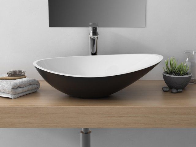 vasque a poser resine et marbre l 56 4 x p 32 3 cm noir shila leroy merlin vasque a poser meuble pour vasque a poser vasque
