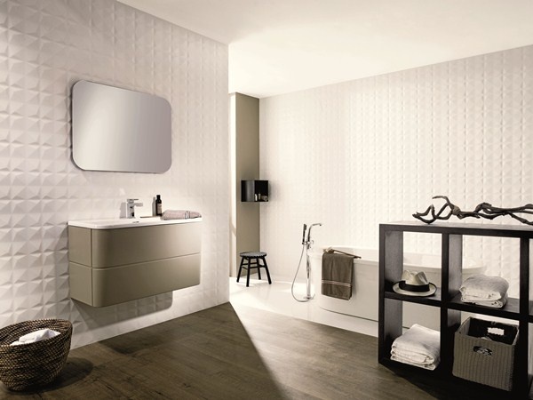 10 Best Bathroom Images On Pinterest Room Tiles And Diamond White Tile Installed From Porcelanosa This 3 Dimensional Porcelain Has A Highly Textured Surface And Makes An Eye Catching