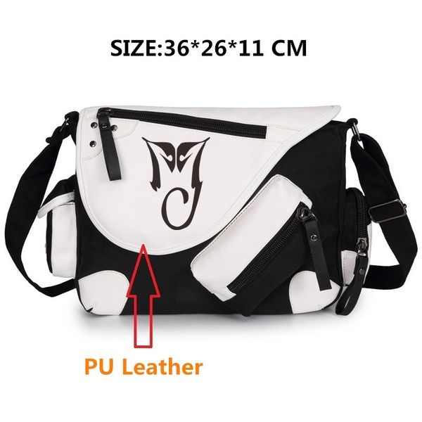 Michael Jackson Logo Shoulder Bag PU Leather Messenger Bag