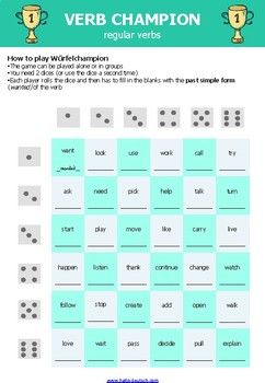 verb games regular and irregular verbs dice game in 2022 regular and irregular verbs verb games irregular verbs