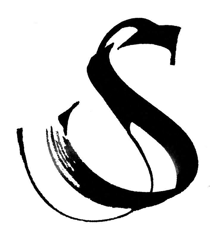 Calligraphy La Calligrafia Graphic design print, Letter s
