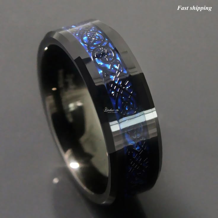 91 Best Men Wedding Bands Images On Pinterest Rings Dramatic Celtic Black Dragon Tungsten Ring Deep Blue Inlay Men S Women Uni Jewelry Wedding Band Affordable Luxury Sz 4 1 2 13