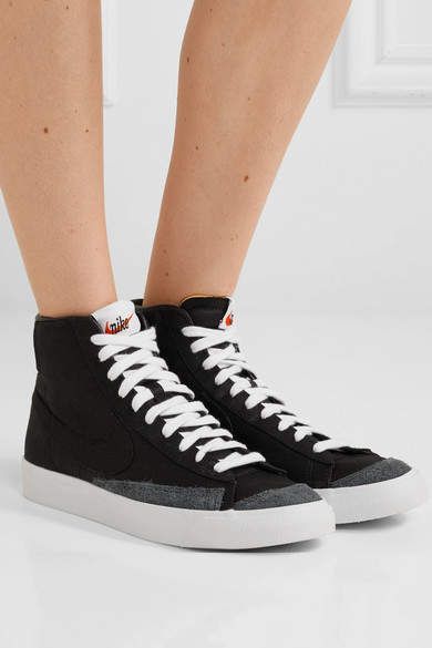 Nike Blazer Mid '77 Suede-trimmed Canvas High-top Sneakers - Black ... تقوية ضغط الماء بدون مضخة Nike Blazer Mid '77 Suede-trimmed Canvas High-top Sneakers - Black ... تقوية ضغط الماء بدون مضخة