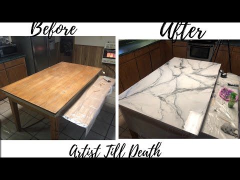 51 Turning A Wooden Table Into Silver And White Marble With Resin You Diy Wood Painted Kitchen Tables Diy Marble Table, How To Make A Wood Table Top Look Like Marble