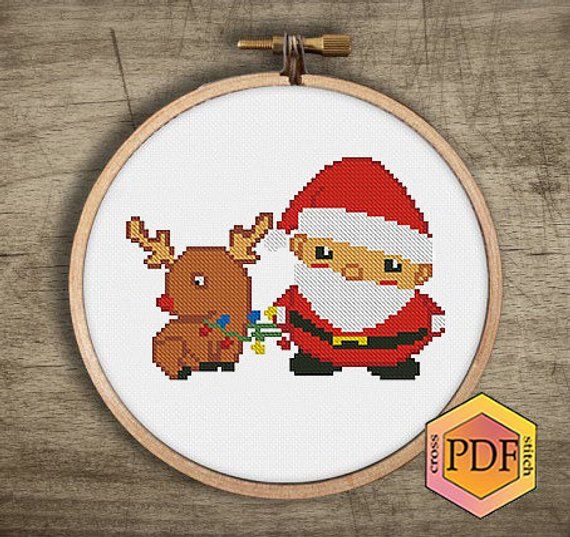 Holidays Christmas Cross Stitch Pattern Xmas Collection Santa