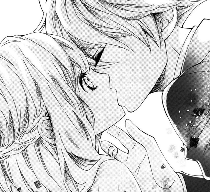 Anime couple black and white