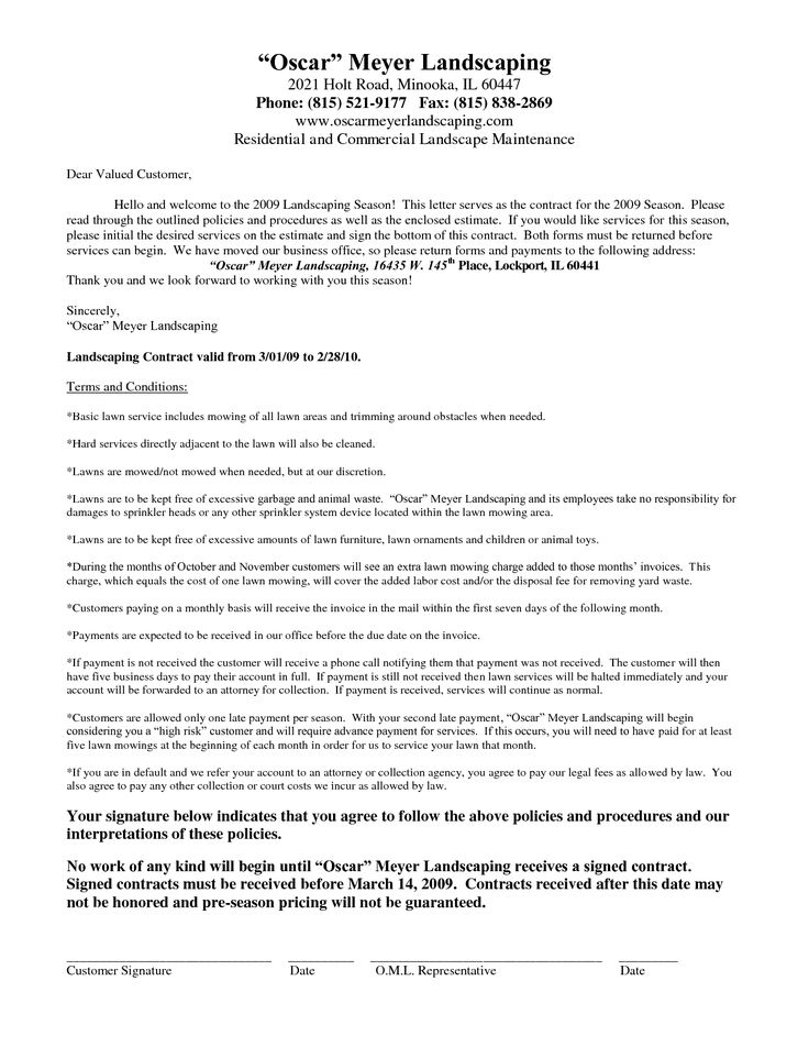 landscape maintenance contract templates