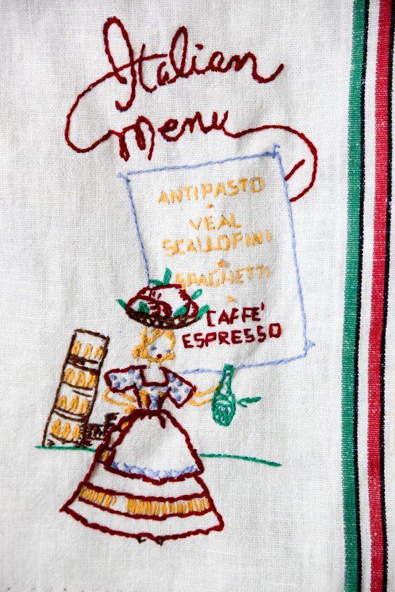 Tea Towel Italian Menu Italy Rainbow Colorful Etsy Vintage Italy Vintage Holiday Tea Towels Italian Menu