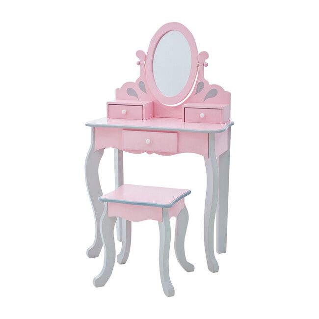 Little Princess Rapunzel Play Vanity Set Teamson Kids Pretend Tents Vanities Maisonette Dressing Table Little Princess Rapunzel Play Vanity, Toy Wood Vanity Set