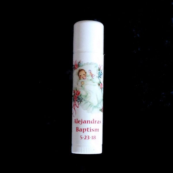 Vanilla Lip Balm Pink First Communion Favors Personalized Girl/'s Thank You Gift Party Favor Lip Balm Favors