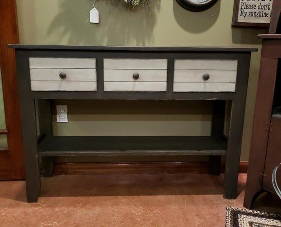 Farmhouse Console Table Three Drawer Country Style Tables Primi Rustic Sofa Farmhouse Console Table Three Drawer, Sofa Table With Shelves And Drawers