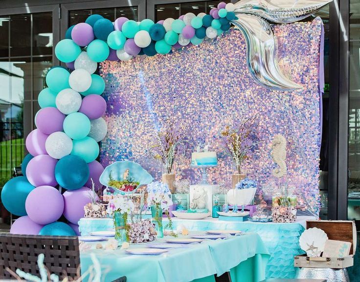 Mermaid Birthday Party Ideas Photo 2 Of 25 Mermaid Birthday Party Decorations Mermaid Theme Birthday Party Mermaid Birthday Party