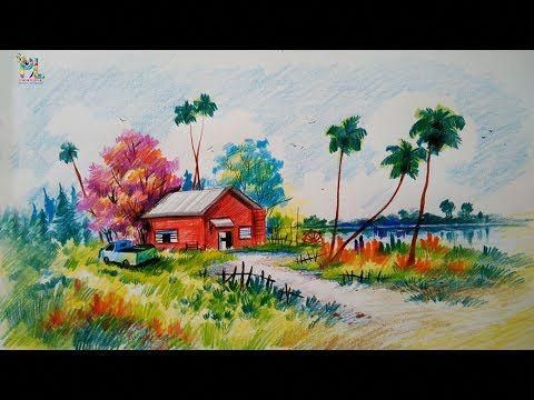 photo Landscape Easy Pencil Colour Drawing pinterest