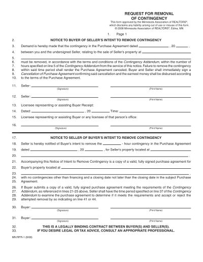 Free PDF forms for CONTINGENCY, Free Download - free real estate ...