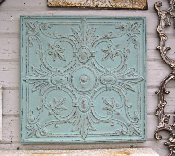 2 X2 Antique Tin Ceiling Tile Circa 1900 Ready To Hang 2 X2 Antique Tin Ceiling Tile Circa 1900 Ready To Hang Architectural Salvage From Texas Tins In Blues Pinterest Tiles
