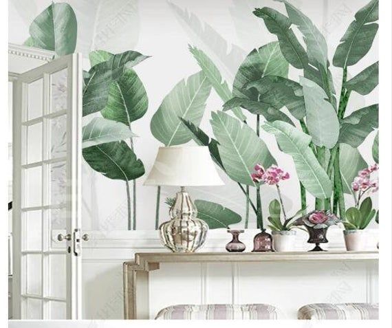 Acuarela Plantas Tropicales Fondo De Pantalla Banana Leaves Etsy Plant Wallpaper Leaf Wallpaper Mural Wallpaper