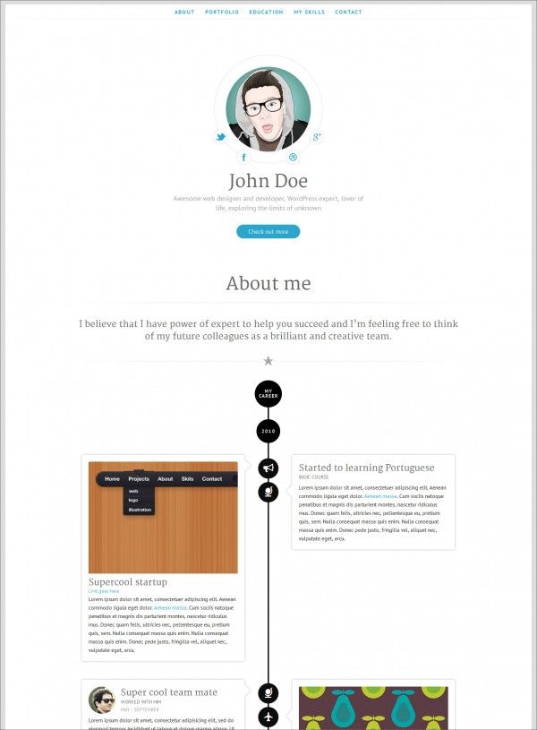 7 Creative Online CV Resume Template for Web, Graphic Designer, Architect, Photographer, Designer and More.