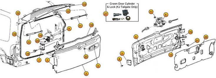Jeep Liberty Tailgate Parts|02-07 KJ | Jeep liberty, Morris 4x4 center