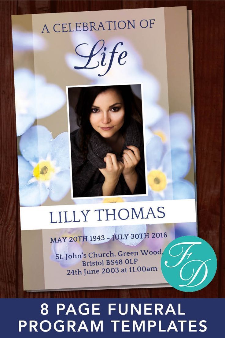8 page funeral program template forget me nots order of service