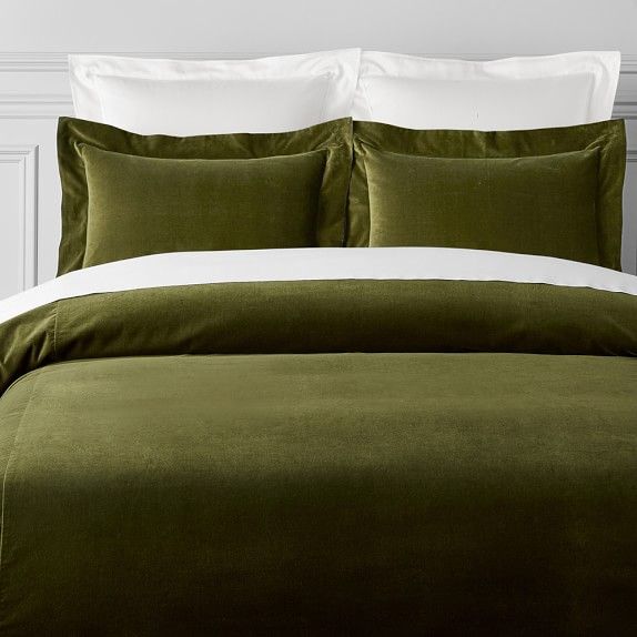 Classic Velvet Duvet Cover King Cal Moss Williams Sonoma Bed Linens Luxury Green Covers Classic Velvet Duvet Cover King Cal, Moss Green Velvet Bedding