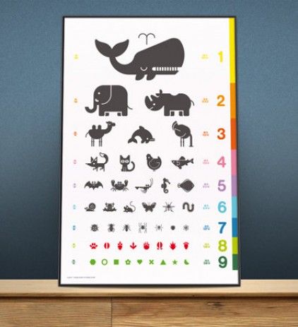 animal eye chart art print poster for kids for sale at bouf eye
