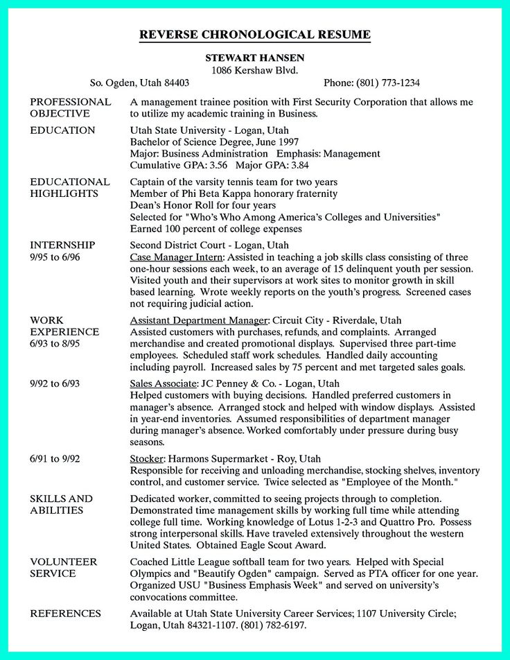 Chronological resume is needed by people in making them understand how to write good resume in good order. It is the most commonly applied format of r... Check more at http://www.resume88.com/the-order-of-good-chronological-resume-sample/