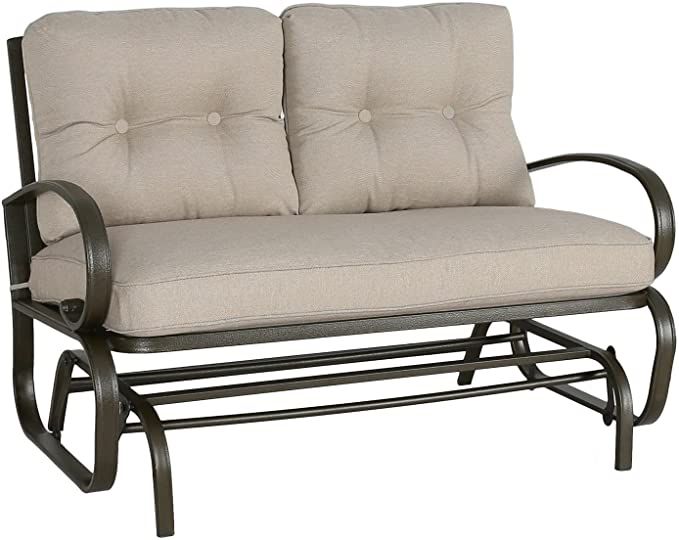 Com Patio Glider Bench Loveseat Outdoor Cushioed 2 Person Rocking Seating Swing Chair Beige Gard Swinging - 2 Person Patio Glider Loveseat Rocking Chair Bench Com Patio Glider Bench Loveseat Outdoor Cushioed 2 Person Rocking Seating Swing Chair Beige Gard Swinging - 2 Person Patio Glider Loveseat Rocking Chair Bench