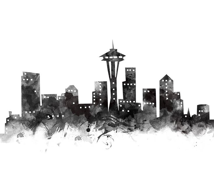 INSTANT DOWNLOAD Silhouette Landmark Poster Washington Printable Decor Seattle Pen Line Print Seattle Skyline Print Minimalist Wall Art