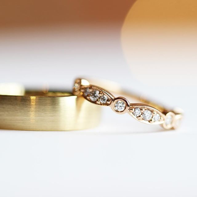 Brushed Finish Yellow And Our Clara Luxe In Rose Gold Made Ftjco Rosegold Yellowgold 18k Weddingbands Toronto