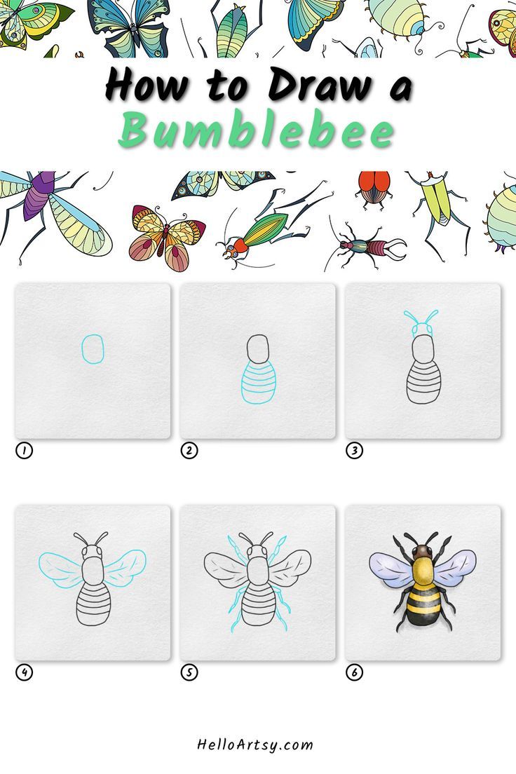 How to Draw a Bumblebee (6 STEPS!) Easy Bumblebee Drawing Lesson for Kids!