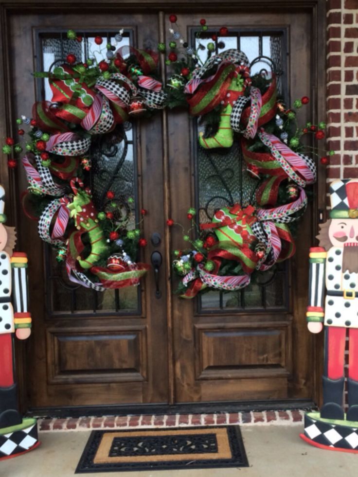 484 best christmas doors wreaths balls images on merry christmas burlap garland