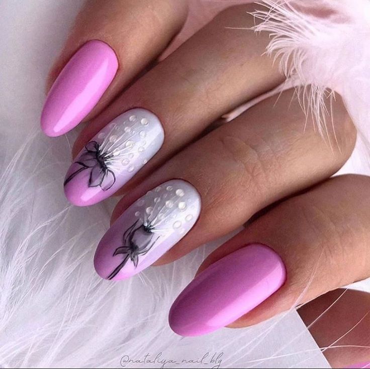 Одуванчики на ногтях фото Strazi-Nail.ru
