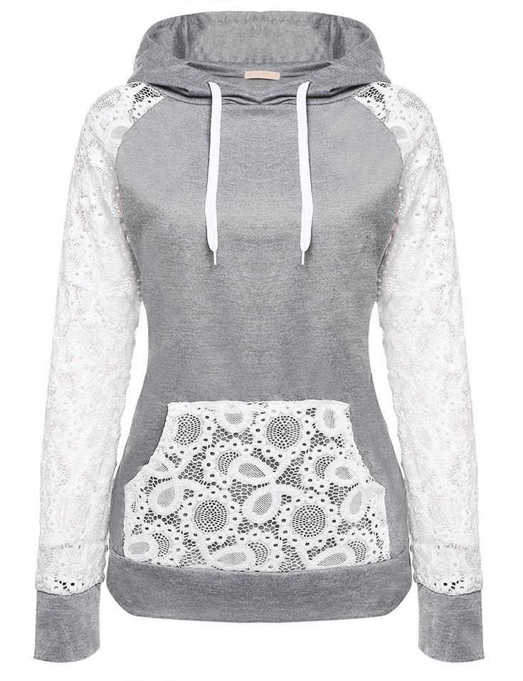 Lace Lacy Arabesque Womens Long Sleeve Pullover Hooded Sweatshirt Top Hoodie with Fleece Lining Lace Lacy Arabesque Womens Long Sleeve Pullover Hooded Sweatshirt Top Hoodie with Fleece Lining