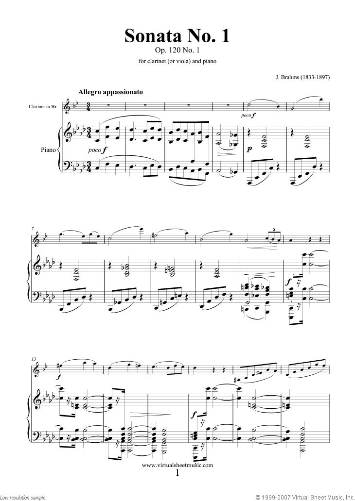 Op 120 Two Sonatas No 1 /& 2: For Clarinet and Piano