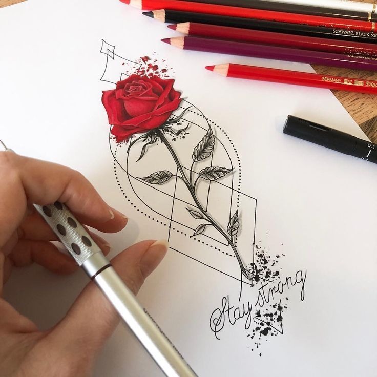 Bleiben Sie stark Rose Tattoo Design #tattoos - Flower Tattoo Designs - #