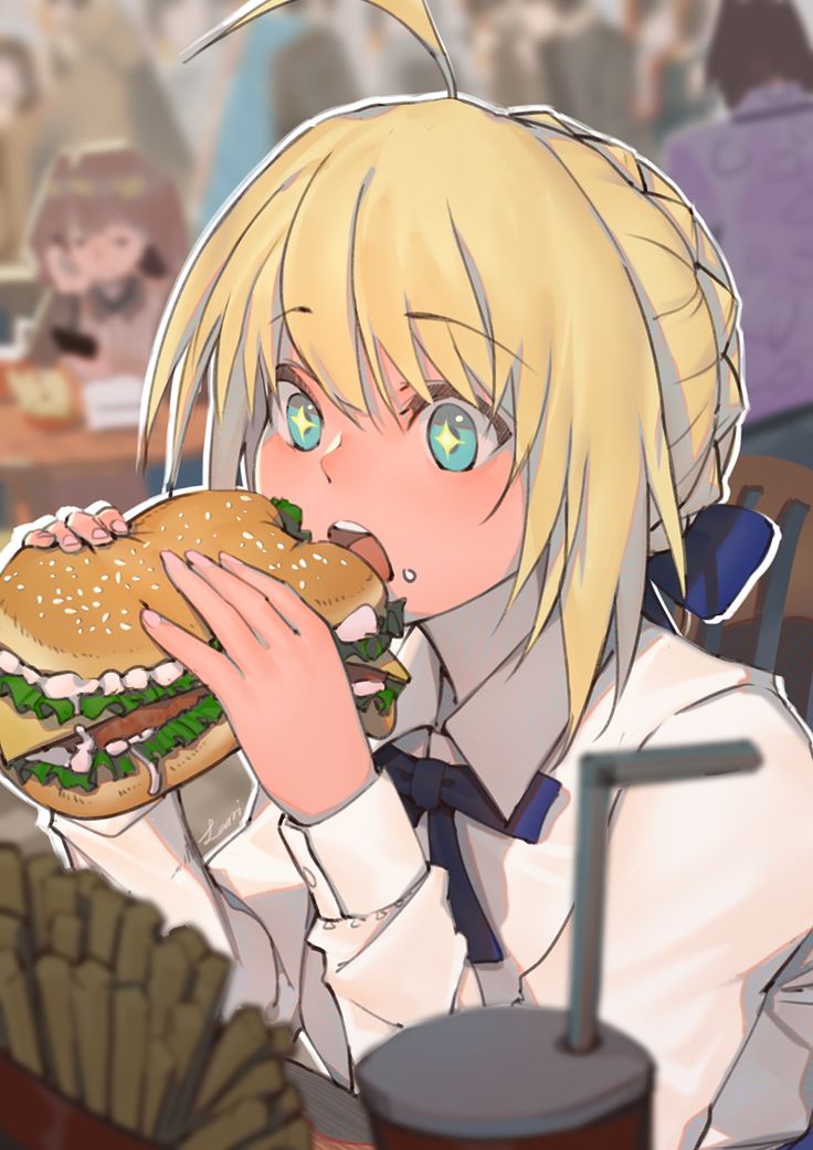 Anime girl eating food