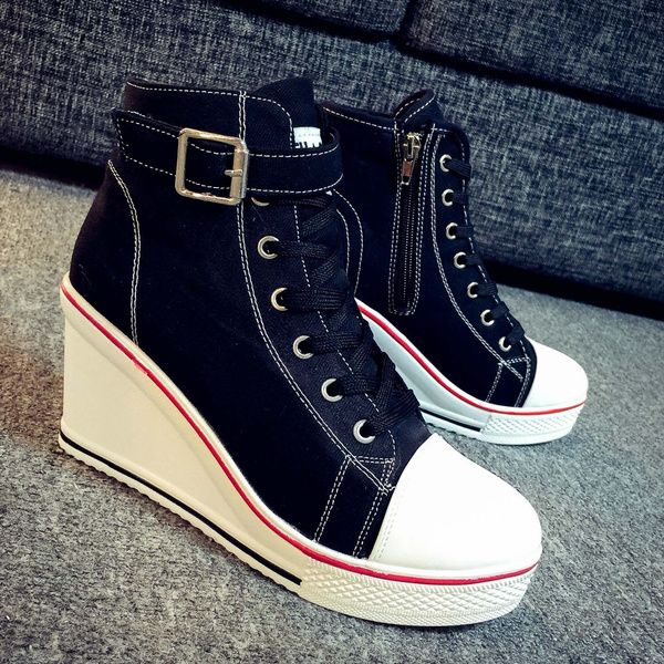 Spring And Autumn Single Shoe Wedges with Hollow Lace Up Casual Sneakers Increase in Height Blue_38 Spring And Autumn Single Shoe Wedges with Hollow Lace Up Casual Sneakers Increase in Height Blue_38