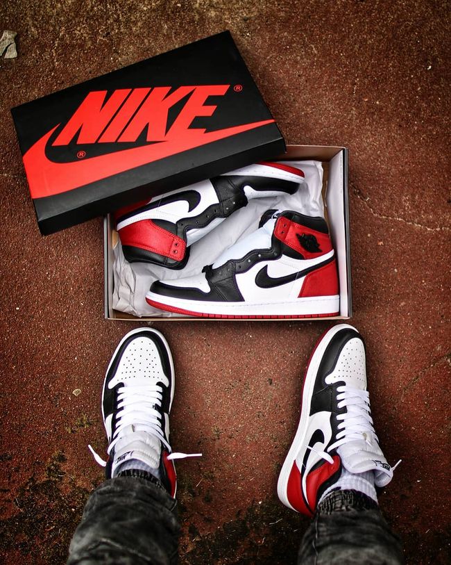 jordan 1 satin black toe on feet