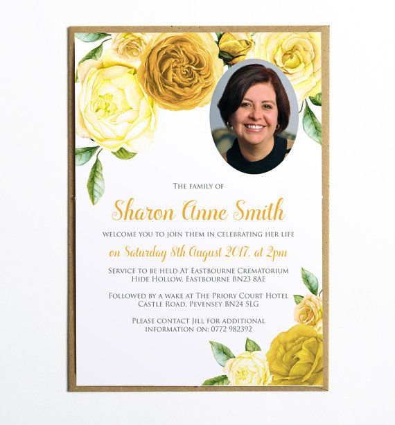 This elegant funeral invitation (or announcement card) would be a touching tribute to your loved one. This listing is for a personalised DIY